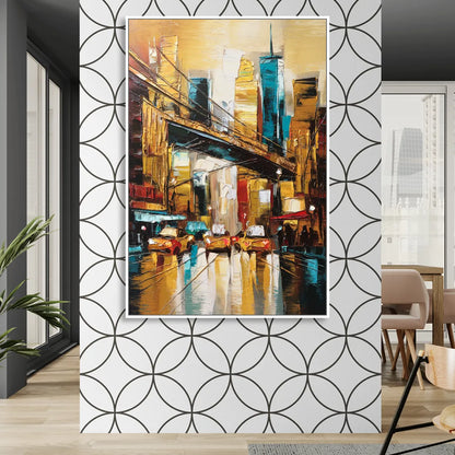 New York City Urban Landscape Sitting Room - White Canvas Wall Art