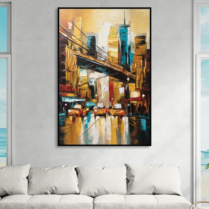 New York City Urban Landscape Sitting Room - Black Canvas Wall Art