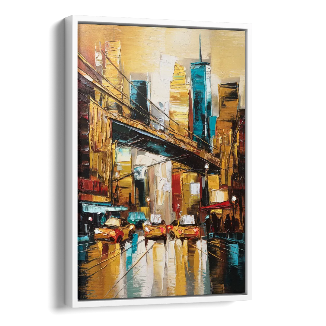 New York City Urban Landscape Side - White Canvas Wall Art