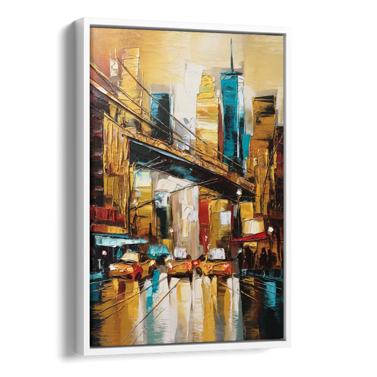 New York City Urban Landscape Side - White Canvas Wall Art