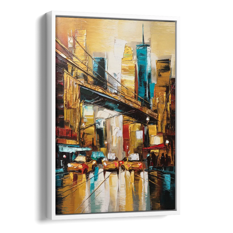 New York City Urban Landscape Side - White Canvas Wall Art