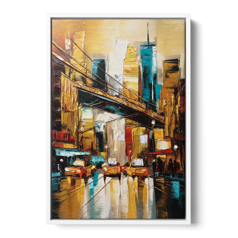 New York City Urban Landscape Front - White Canvas Wall Art