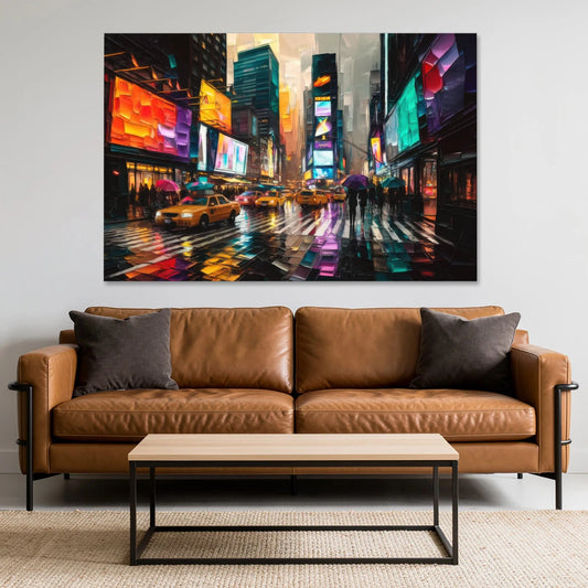 New York City Vibrant Street Scenes - Canvas Wall Art - Sofa - 60x40