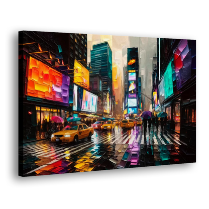 New York City Vibrant Street Scenes Side - Canvas Wall Art