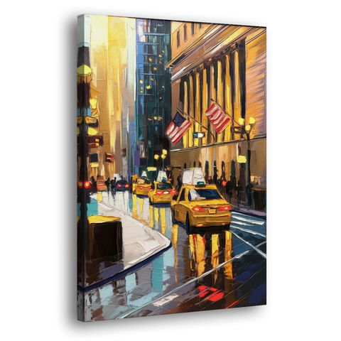 New York City Wall Street Vibes Flags - Canvas Wall Art - Side