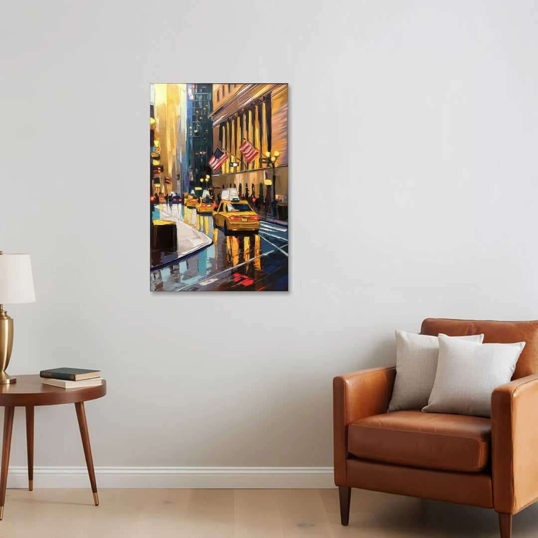 New York City Wall Street Vibes Flags - Canvas Wall Art - Sofa - 24x36