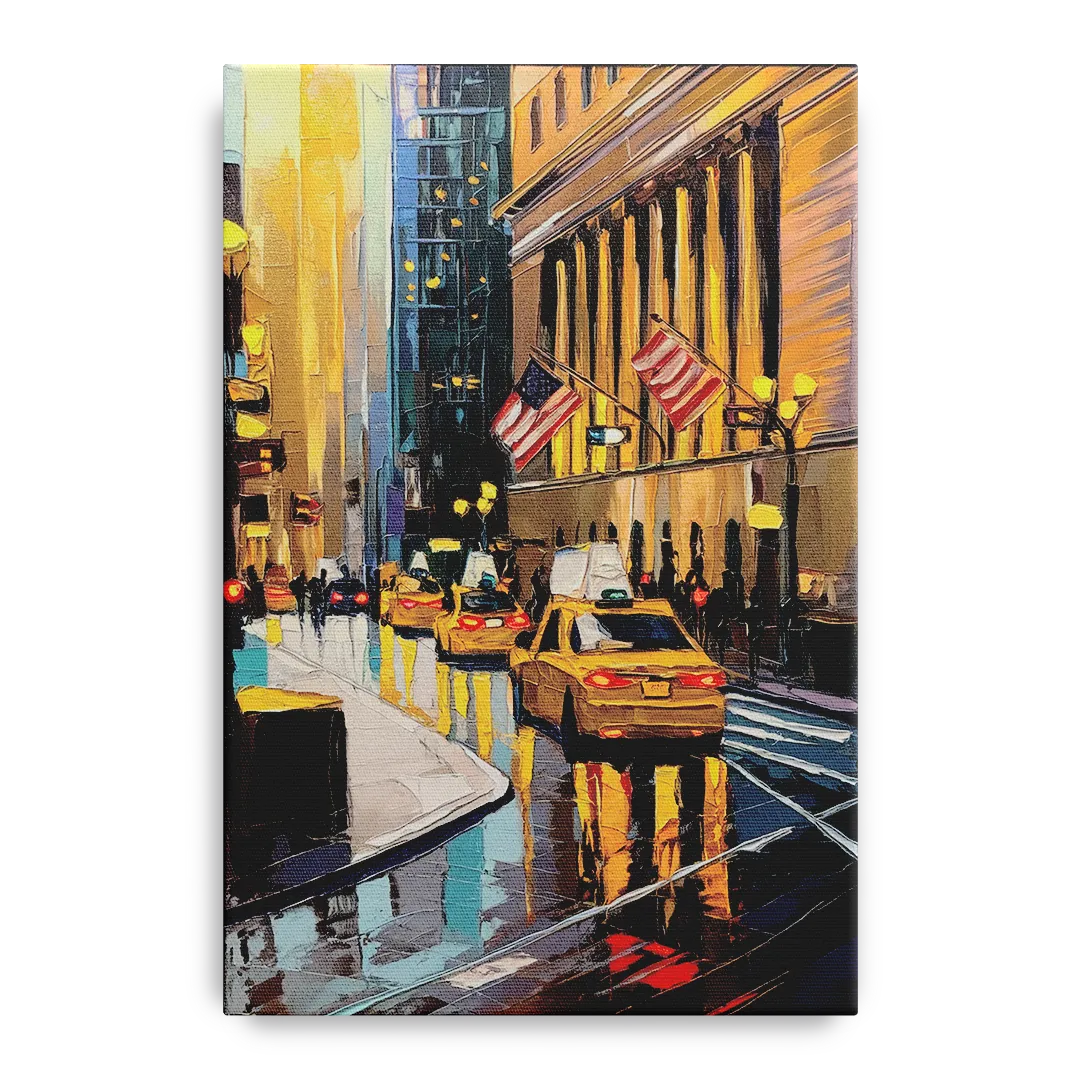 New York City Wall Street Vibes Flags Front - Canvas Wall Art
