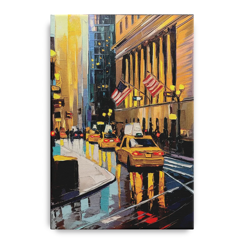 New York City Wall Street Vibes Flags Front - Canvas Wall Art