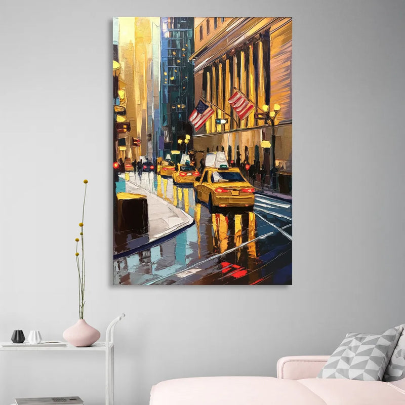 New York City Wall Street Vibes Flags Living Room - Canvas Wall Art