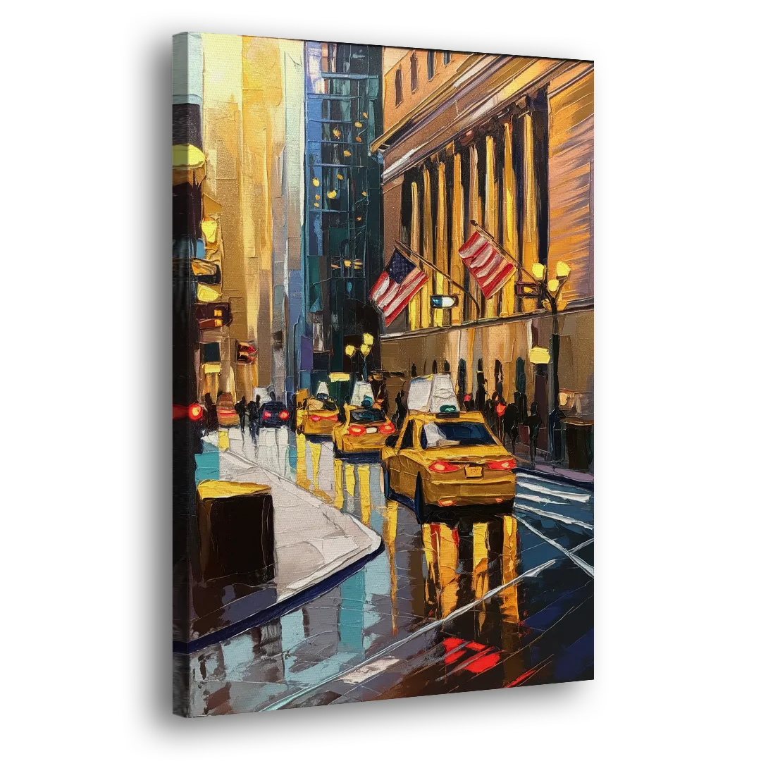 New York City Wall Street Vibes Flags Side - Canvas Wall Art
