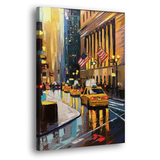 New York City Wall Street Vibes Flags Side - Canvas Wall Art