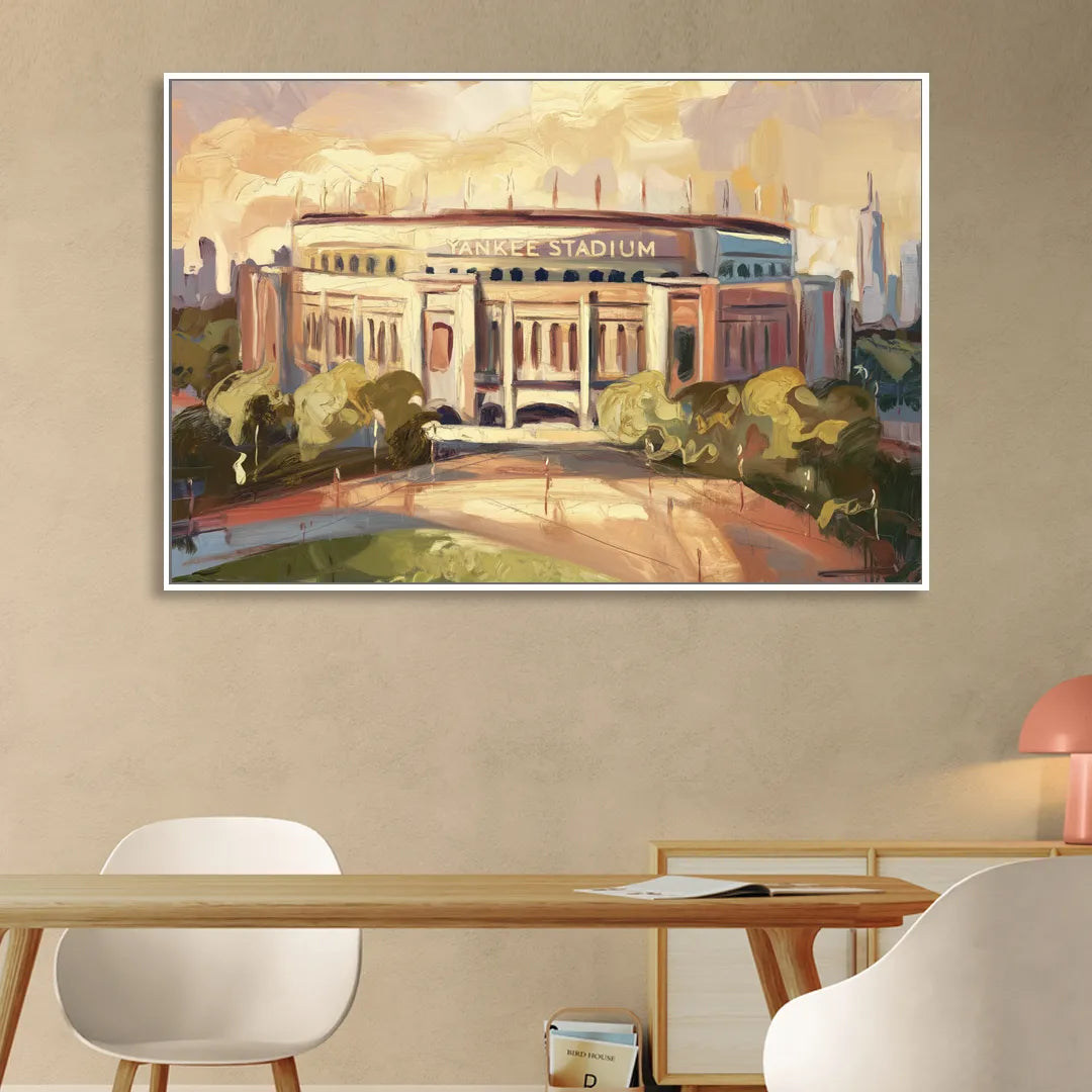 New York City Yankee Stadium Living Room - White Canvas Wall Art