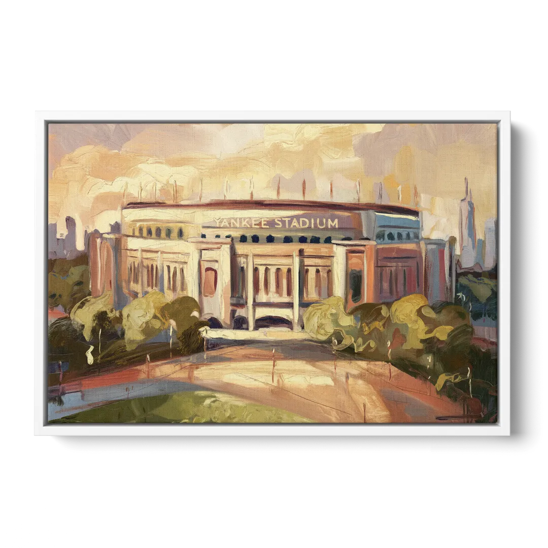 New York City Yankee Stadium Front - White Canvas Wall Art