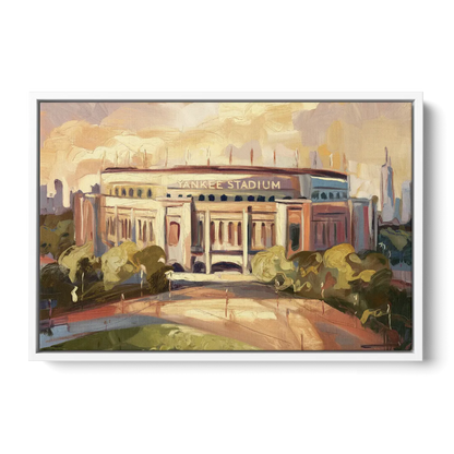 New York City Yankee Stadium Front - White Canvas Wall Art
