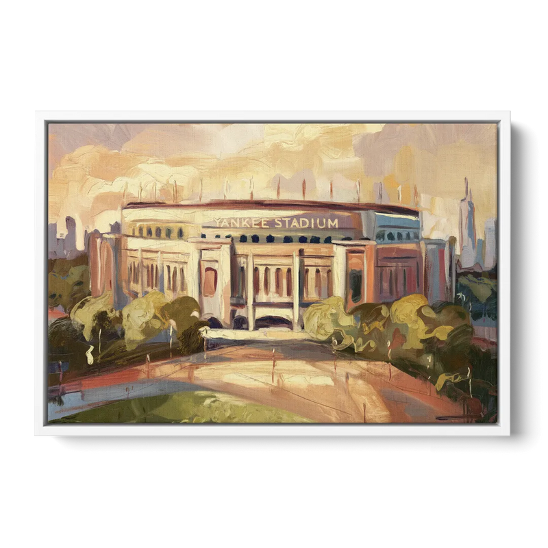 New York City Yankee Stadium Front - White Canvas Wall Art