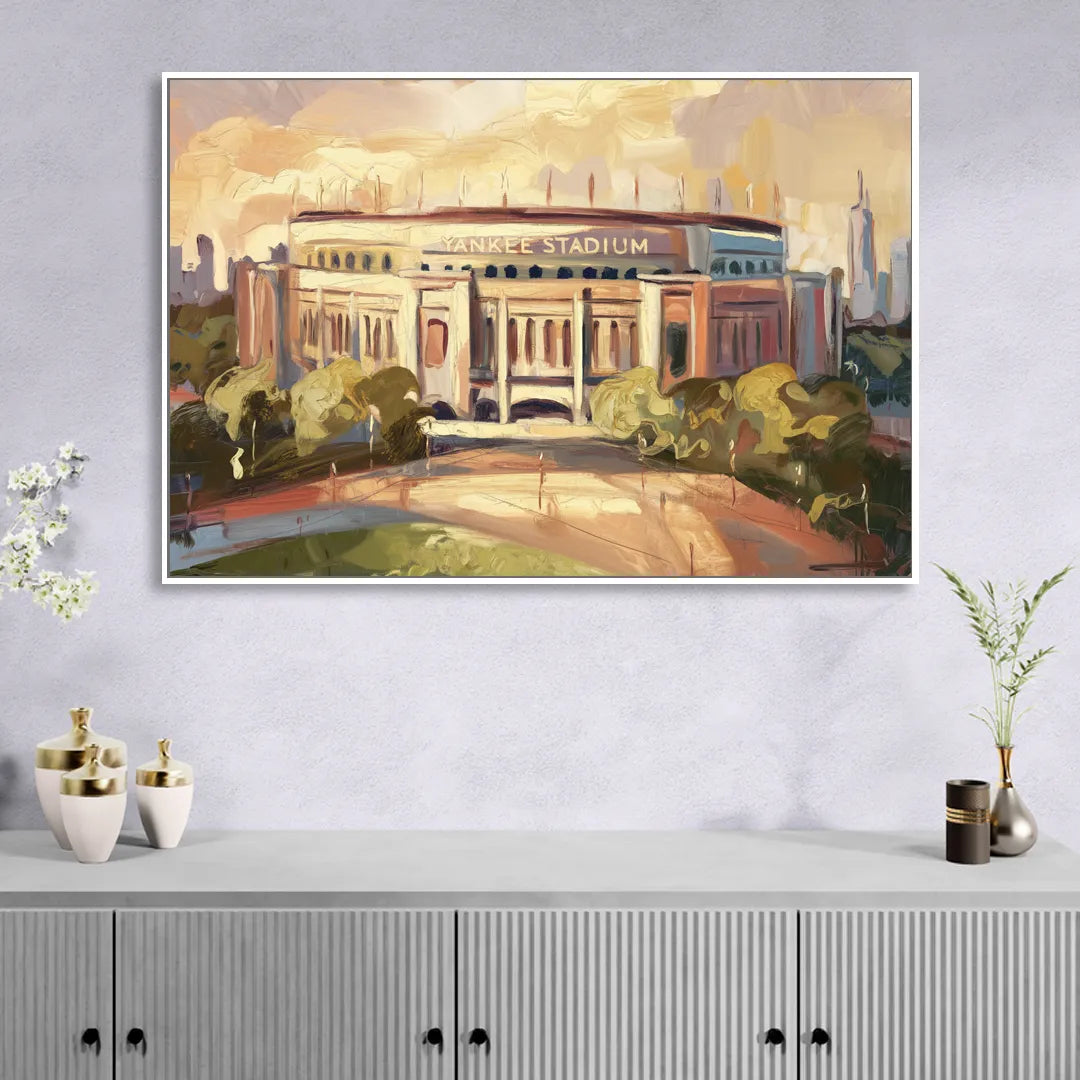 New York City Yankee Stadium Sitting Room - White Canvas Wall Art