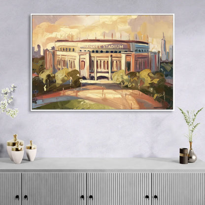New York City Yankee Stadium Sitting Room - White Canvas Wall Art