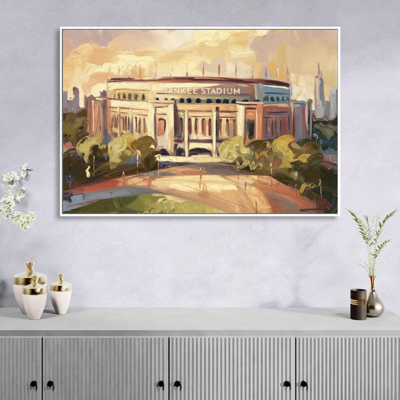 New York City Yankee Stadium Sitting Room - White Canvas Wall Art