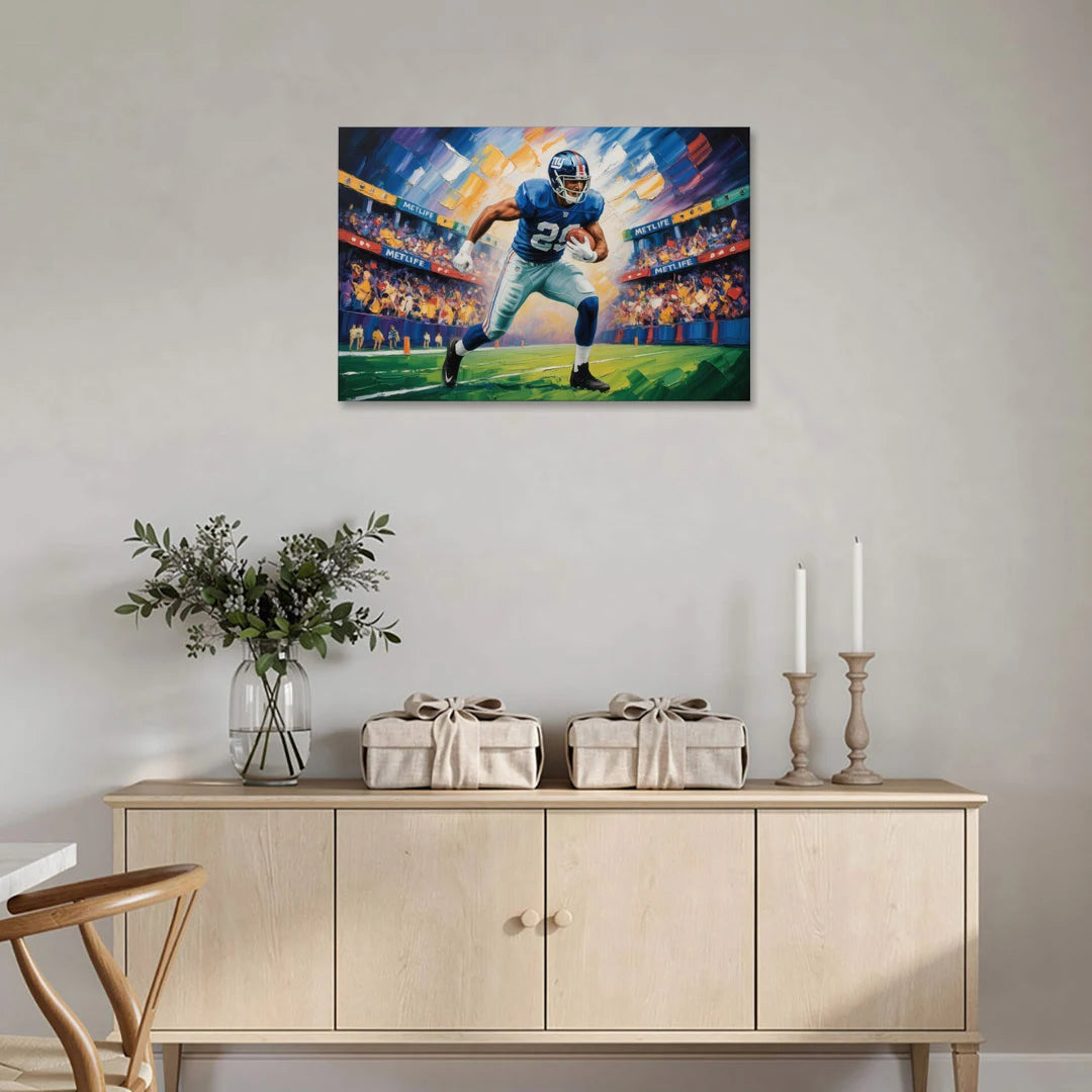 New York Giants Dynamic Impressionistic Action Art - Canvas Wall Art - Coffee Table - 36x24