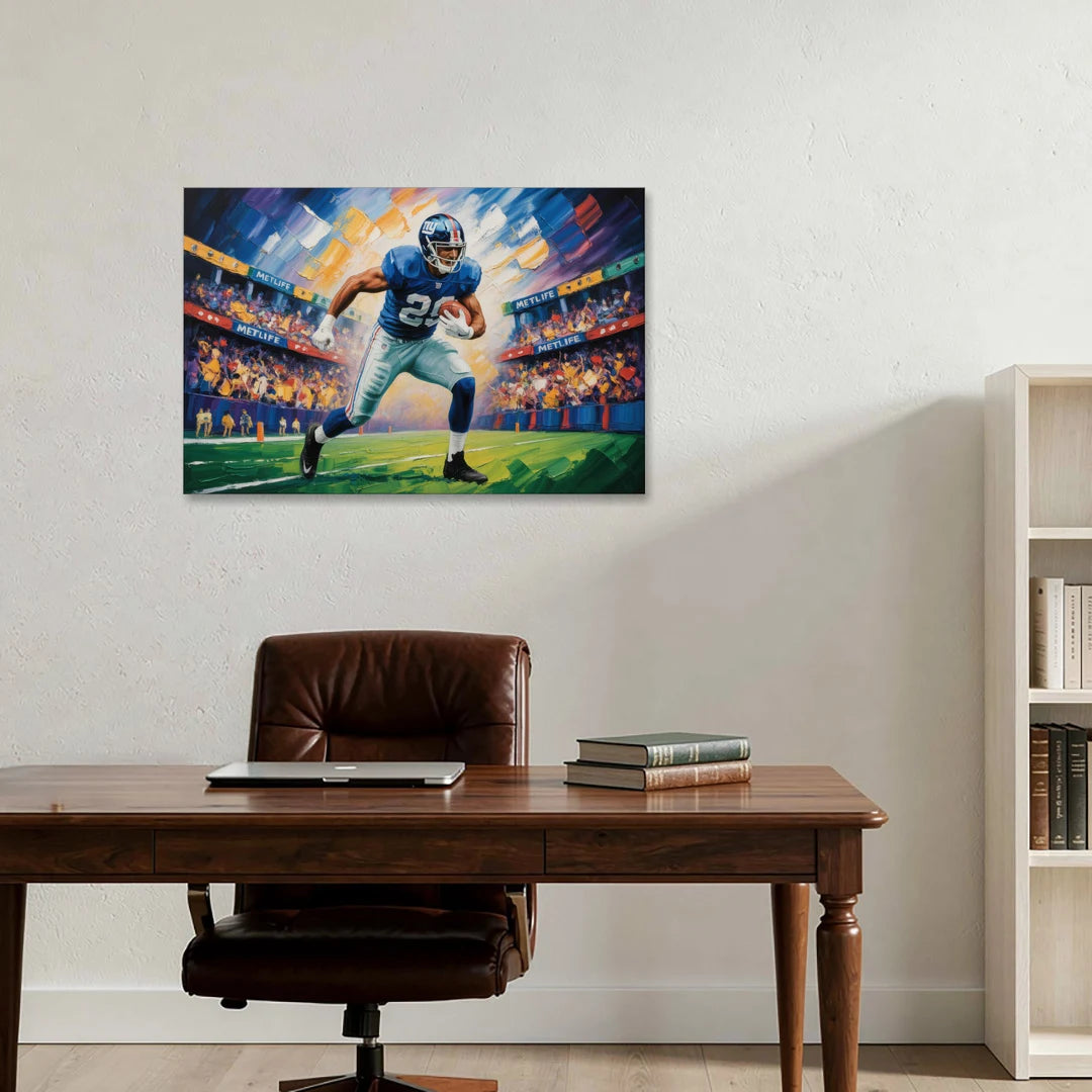 New York Giants Dynamic Impressionistic Action Art - Canvas Wall Art - Office - 36x24