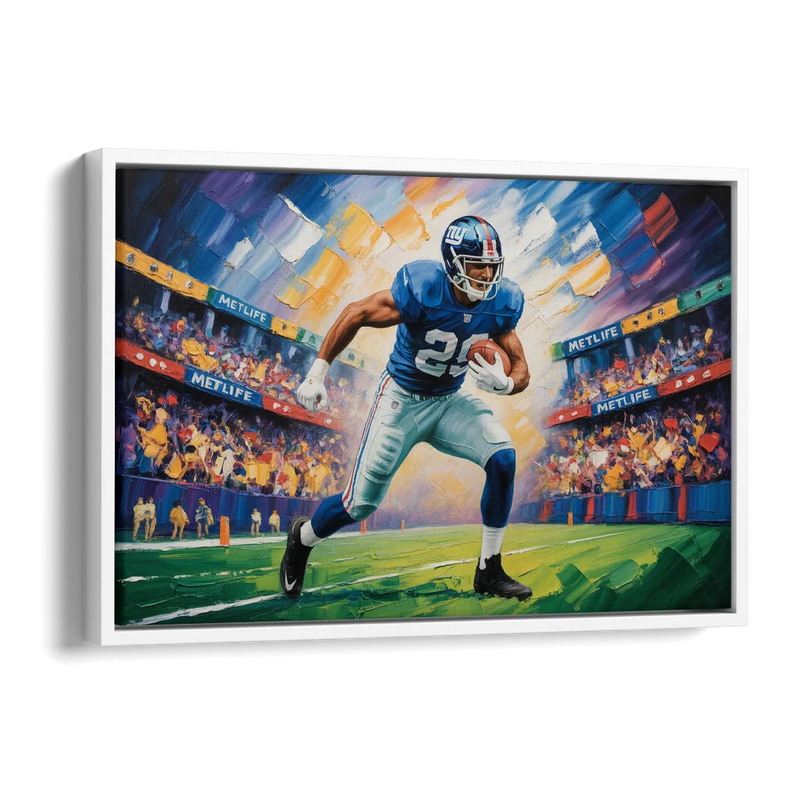 New York Giants Dynamic Impressionistic Action Art Side - White Canvas Wall Art