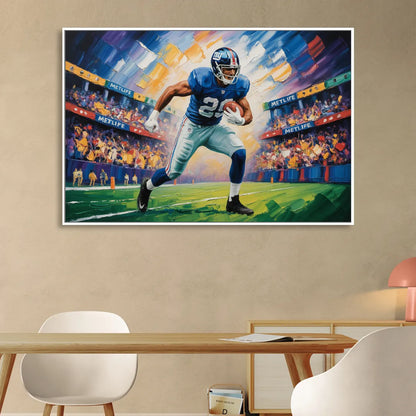 New York Giants Dynamic Impressionistic Action Art Sitting Room - White Canvas Wall Art