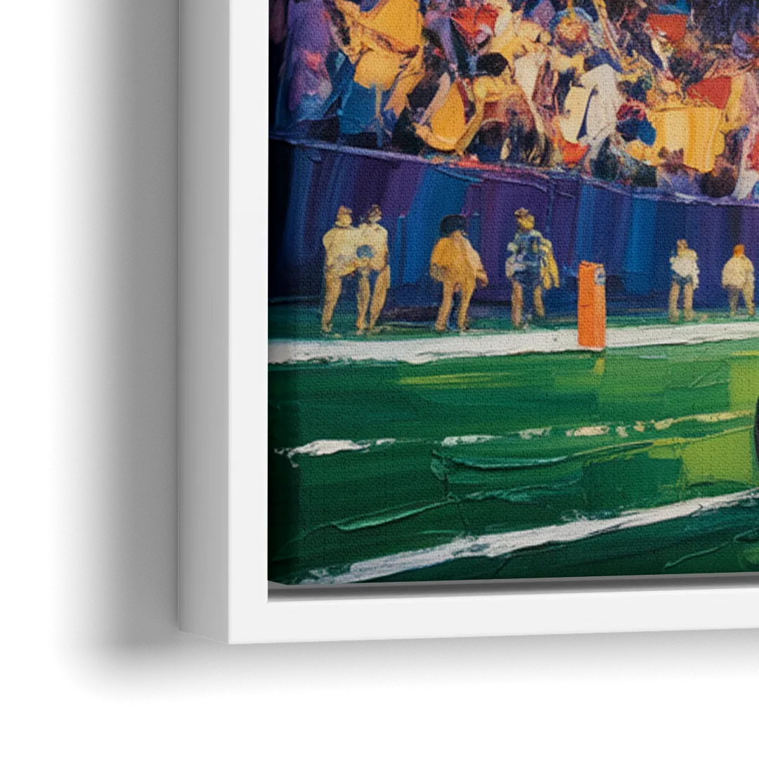 New York Giants Dynamic Impressionistic Action Art - Close-Up White Frame Canvas