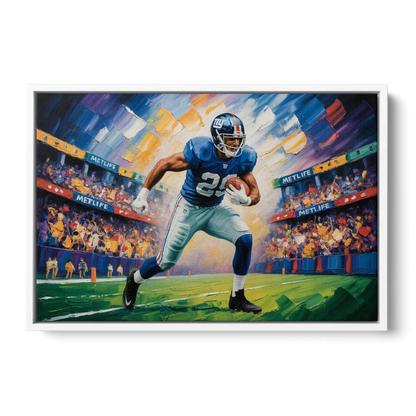 New York Giants Dynamic Impressionistic Action Art - White Frame Canvas