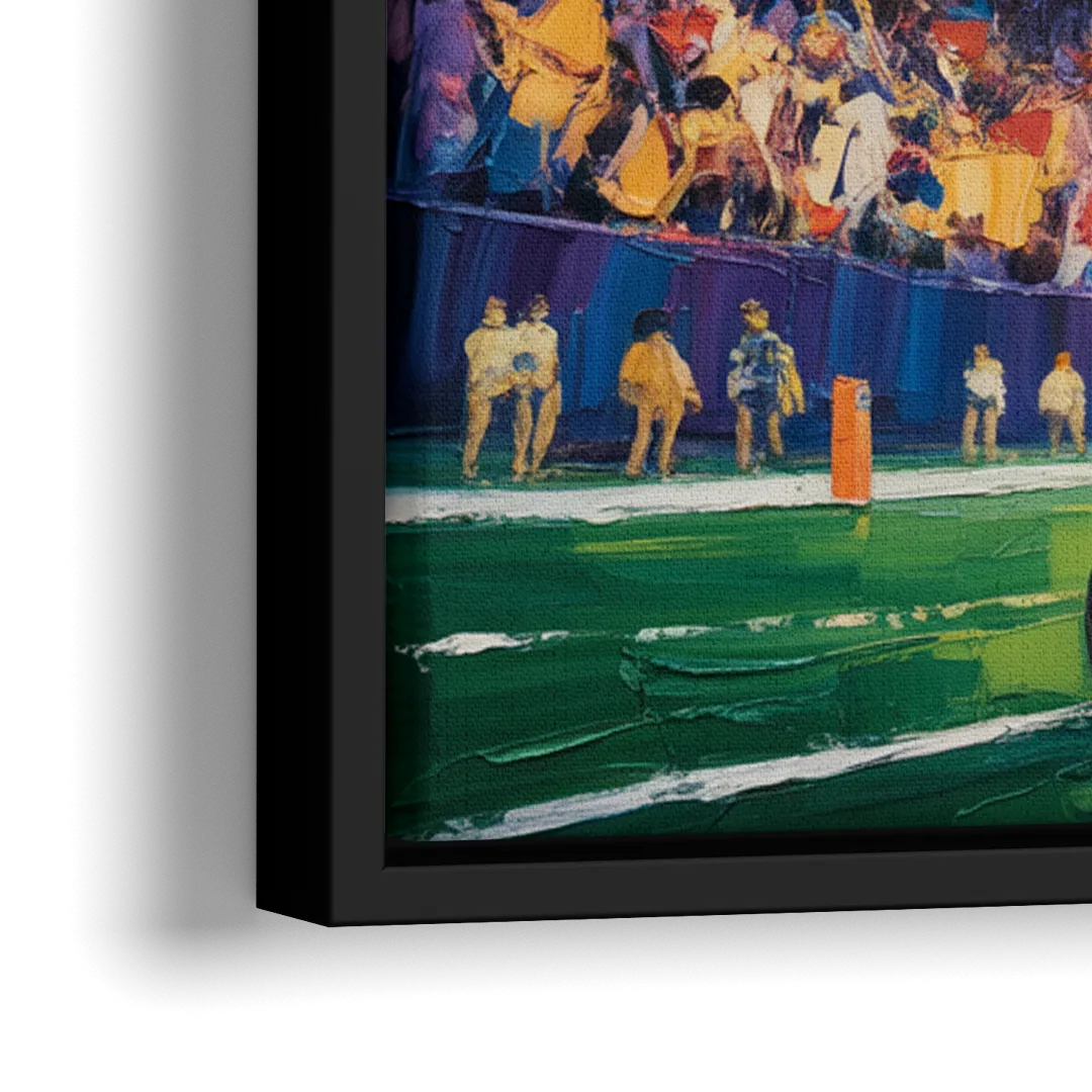 New York Giants Dynamic Impressionistic Action Art - Close-Up Black Frame Canvas