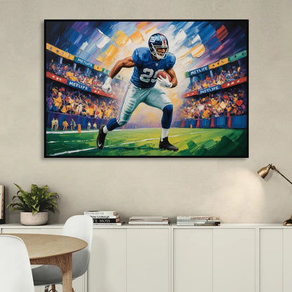 New York Giants Dynamic Impressionistic Action Art Living Room - Black Canvas Wall Art