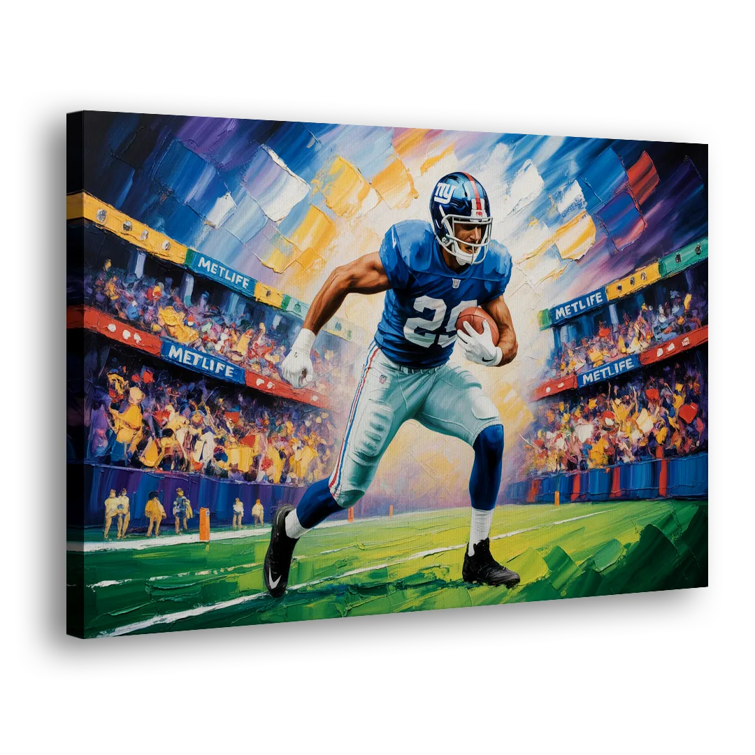 New York Giants Dynamic Impressionistic Action Art Side - Canvas Wall Art