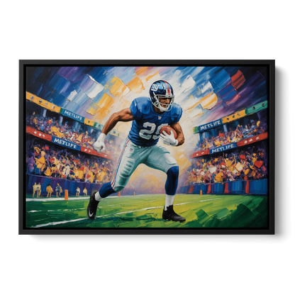 New York Giants Dynamic Impressionistic Action Art Front - Black Canvas Wall Art
