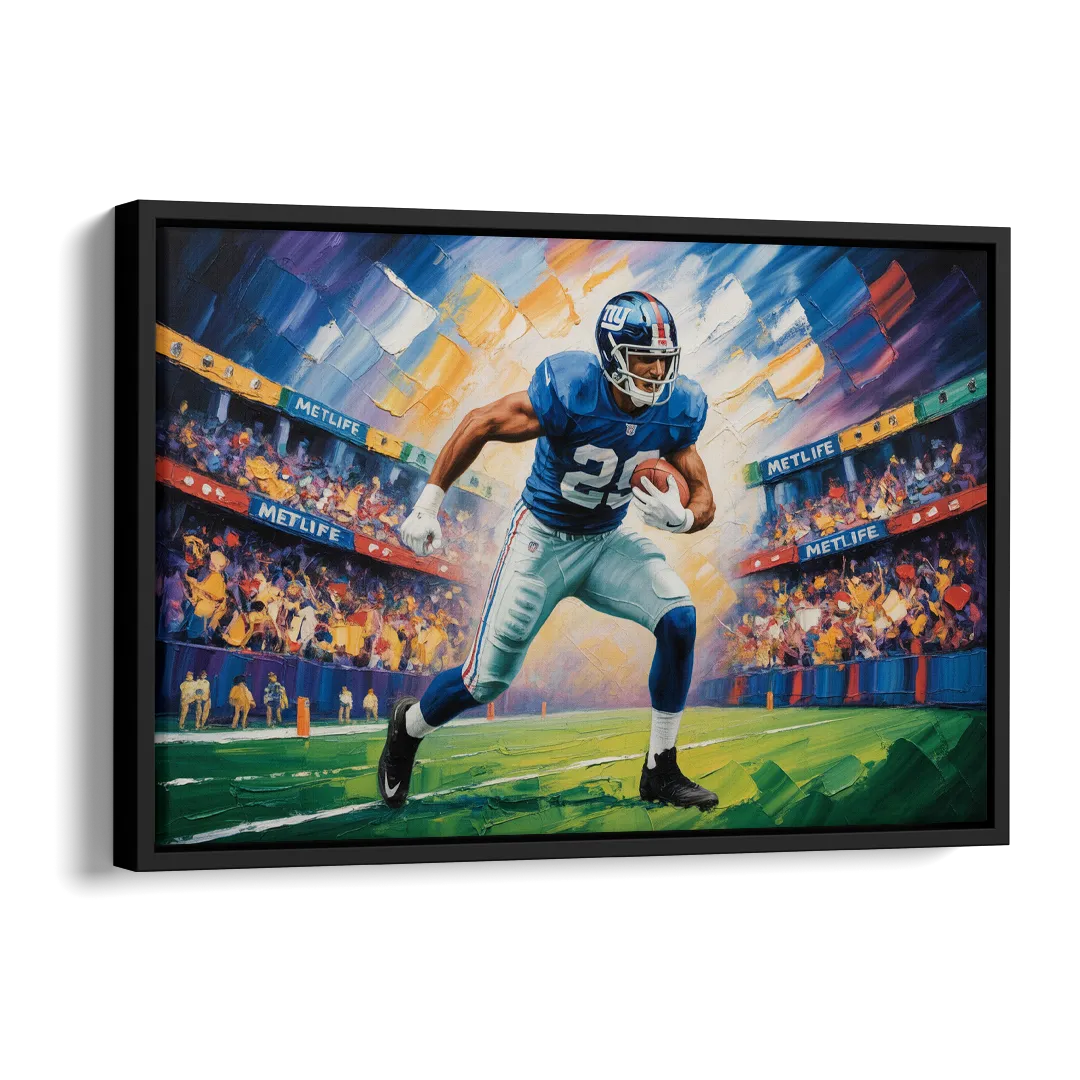 New York Giants Dynamic Impressionistic Action Art Side - Black Canvas Wall Art