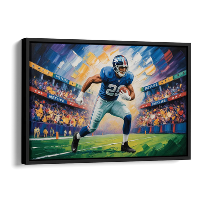 New York Giants Dynamic Impressionistic Action Art Side - Black Canvas Wall Art