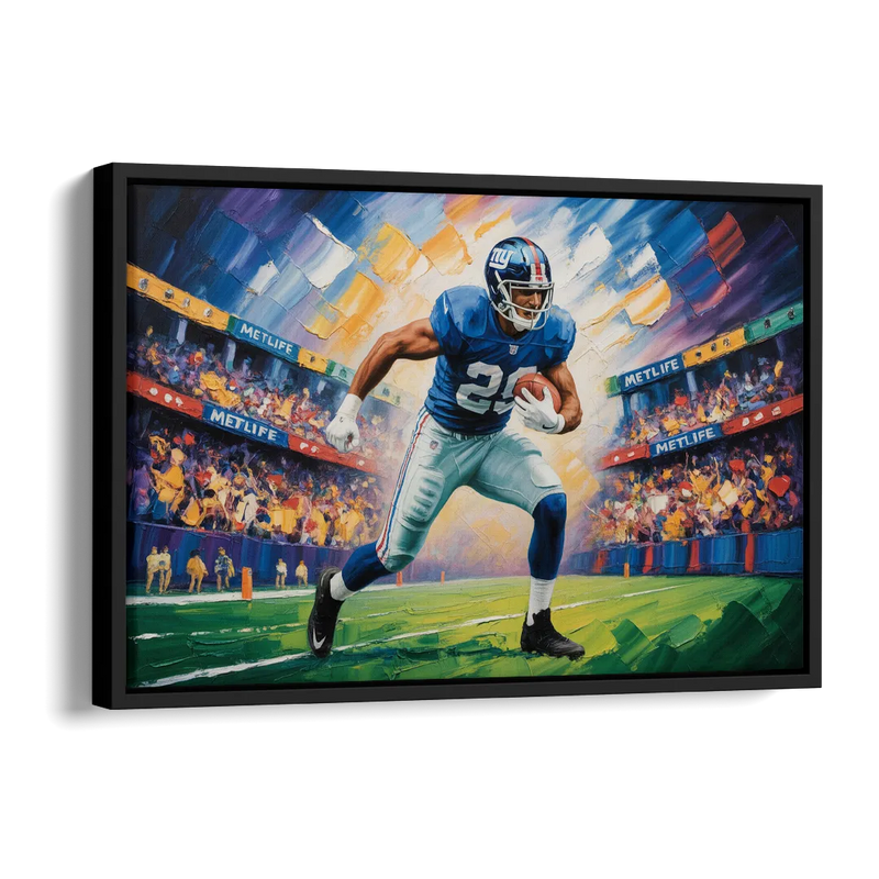 New York Giants Dynamic Impressionistic Action Art Side - Black Canvas Wall Art