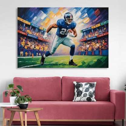 New York Giants Dynamic Impressionistic Action Art Sitting Room - Canvas Wall Art