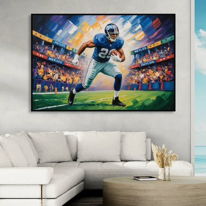 New York Giants Dynamic Impressionistic Action Art Sitting Room - Black Canvas Wall Art