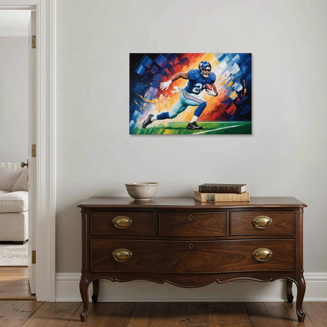 New York Giants Impressionistic Football Action Art - Canvas Wall Art - Coffee Table - 36x24