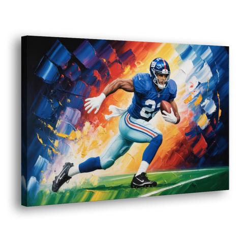 New York Giants Impressionistic Football Action Art - Canvas Wall Art - Side