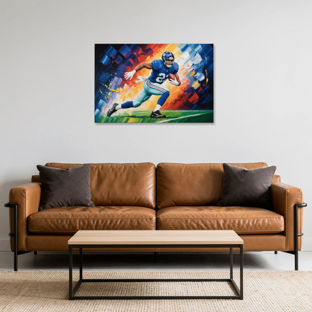 New York Giants Impressionistic Football Action Art - Canvas Wall Art - Sofa - 36x24