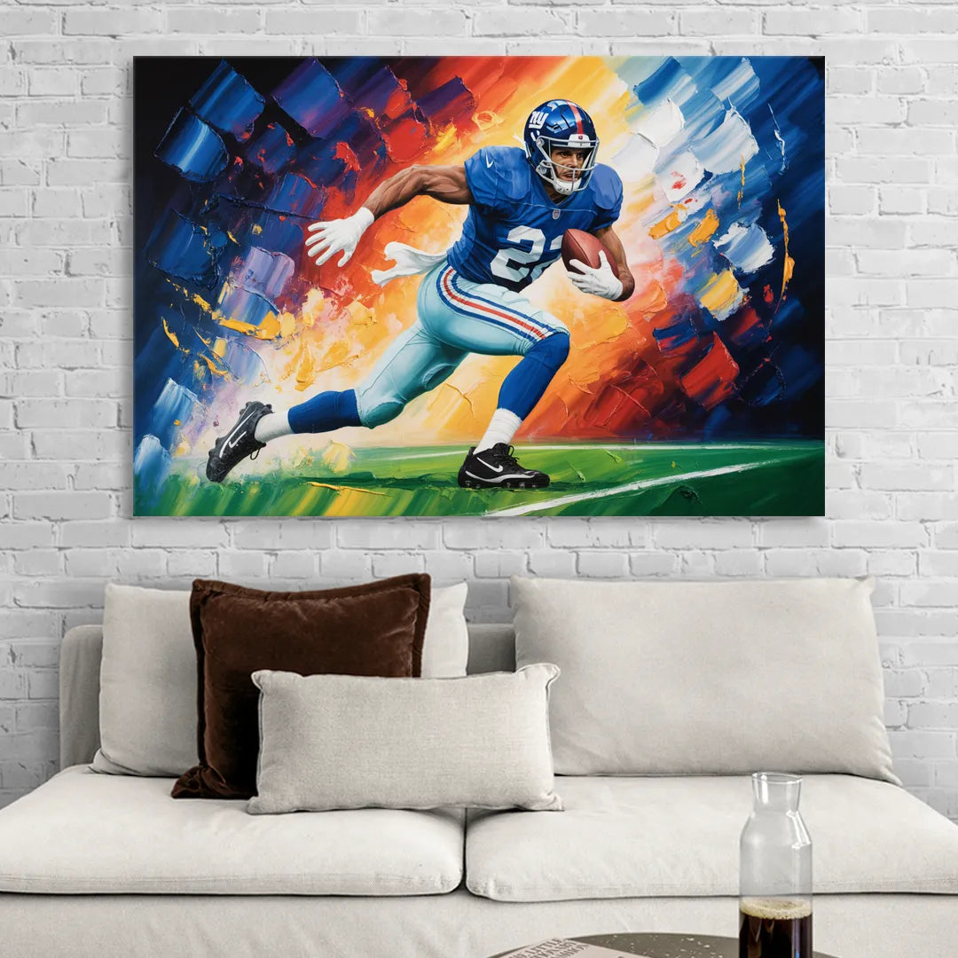 New York Giants Impressionistic Football Action Art Sitting Room - Canvas Wall Art