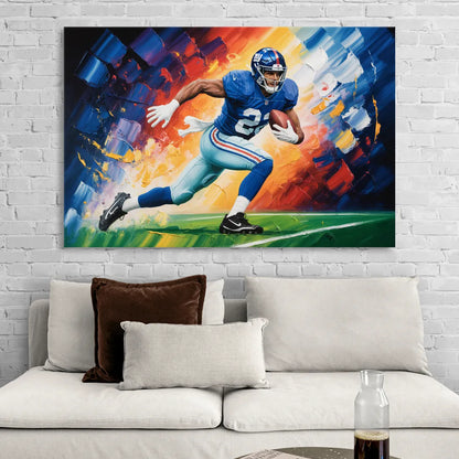 New York Giants Impressionistic Football Action Art Sitting Room - Canvas Wall Art