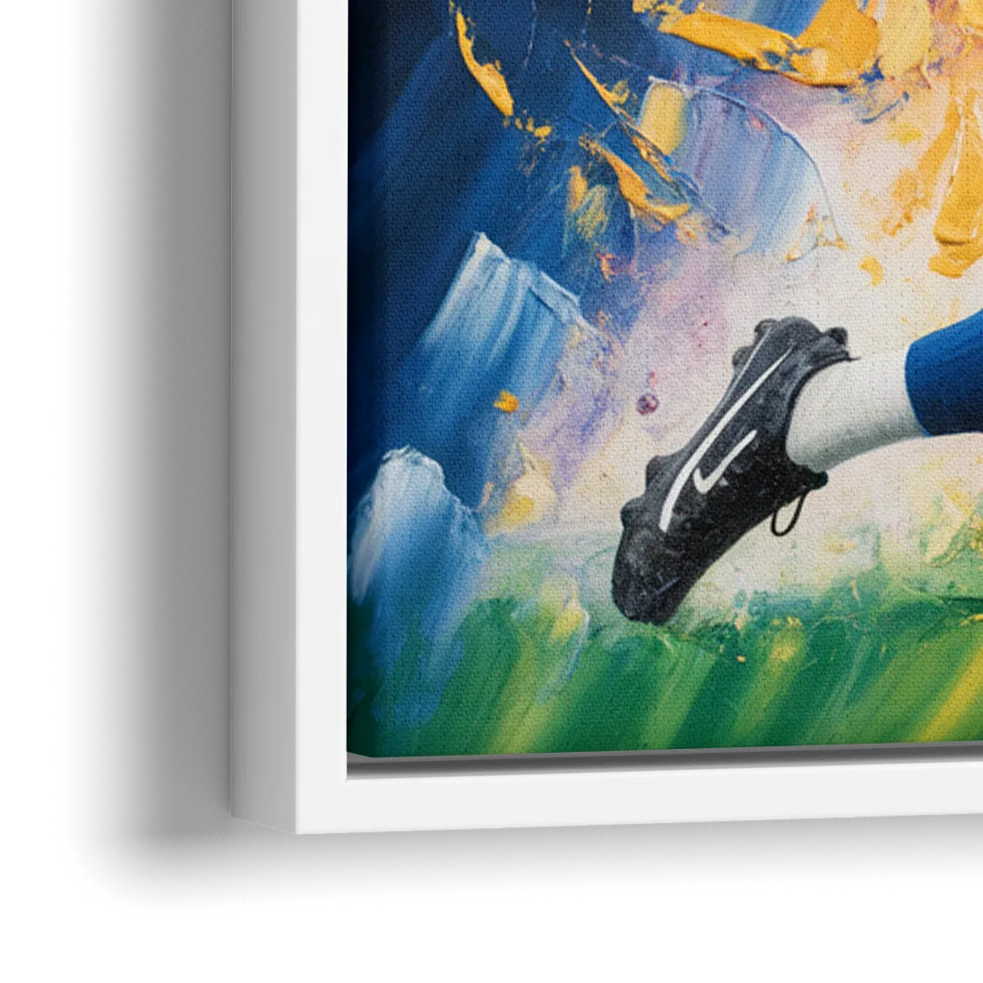 New York Giants Impressionistic Football Action Art - Close-Up White Frame Canvas