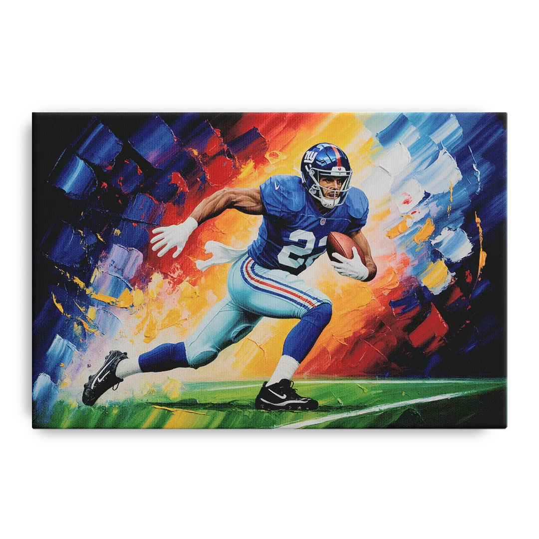 New York Giants Impressionistic Football Action Art Front - Canvas Wall Art