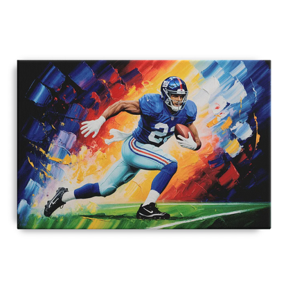 New York Giants Impressionistic Football Action Art Front - Canvas Wall Art