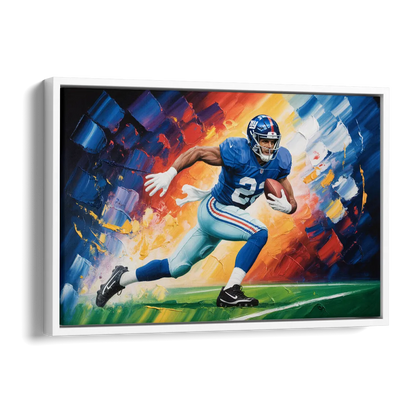 New York Giants Impressionistic Football Action Art Side - White Canvas Wall Art