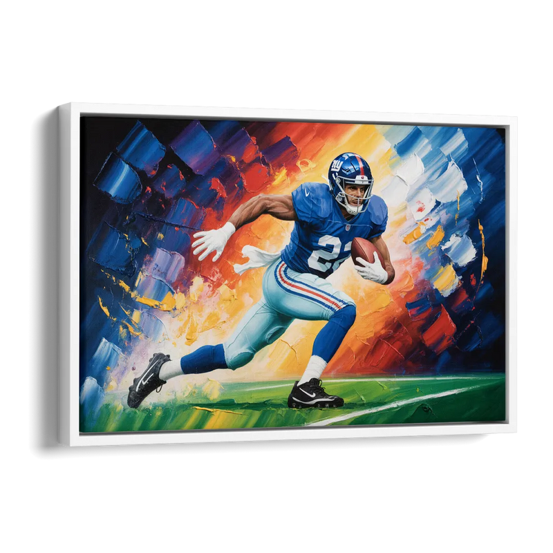 New York Giants Impressionistic Football Action Art Side - White Canvas Wall Art