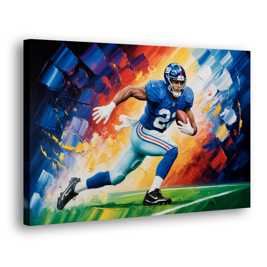 New York Giants Impressionistic Football Action Art Side - Canvas Wall Art