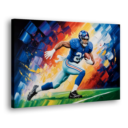 New York Giants Impressionistic Football Action Art Side - Canvas Wall Art