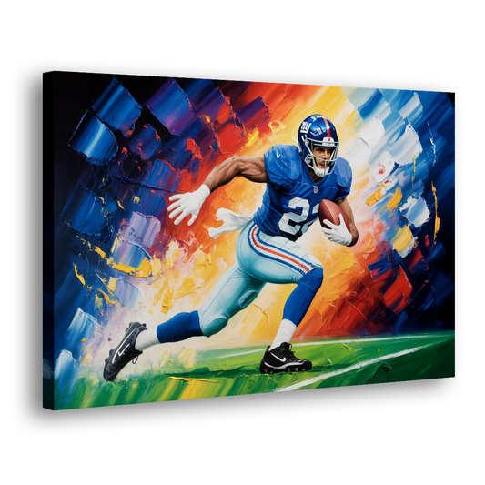 New York Giants Impressionistic Football Action Art Side - Canvas Wall Art